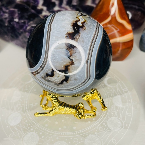 Jewelry - Black Banded Agate Sphere 3